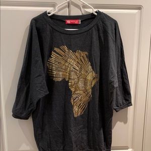 Ladies Bat Sleeved Gray Top Juniors Size XXL